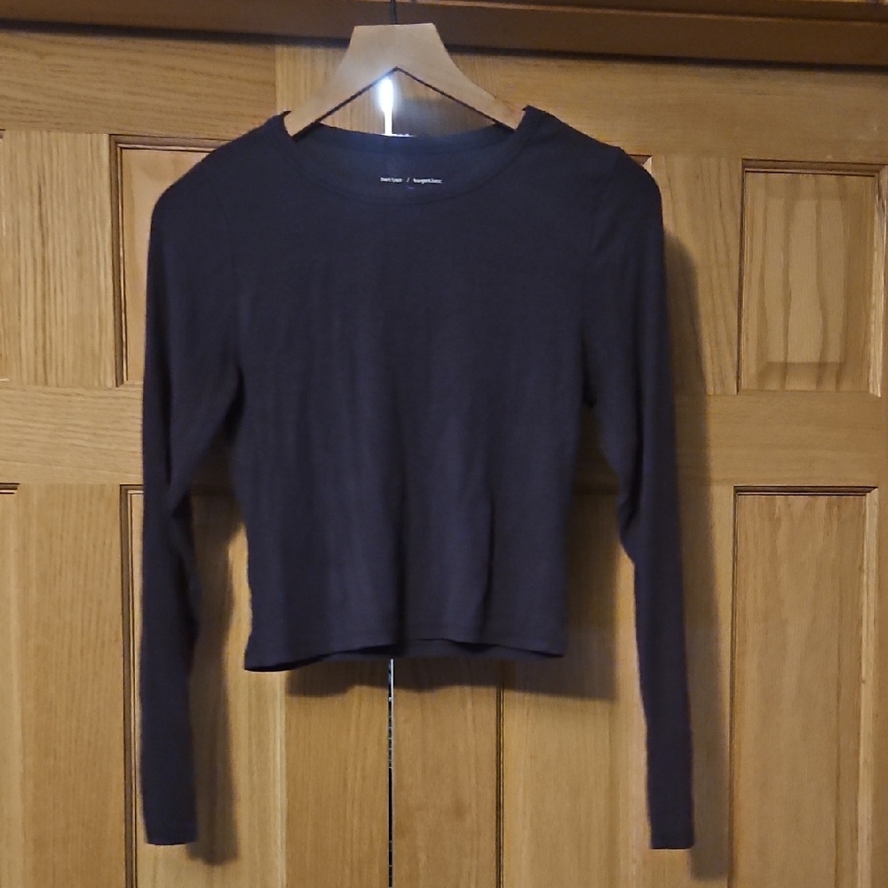 ⛱️ 2 For $15 - Better Together Women's Charcoal Black Long Sleeve Ribbed Top